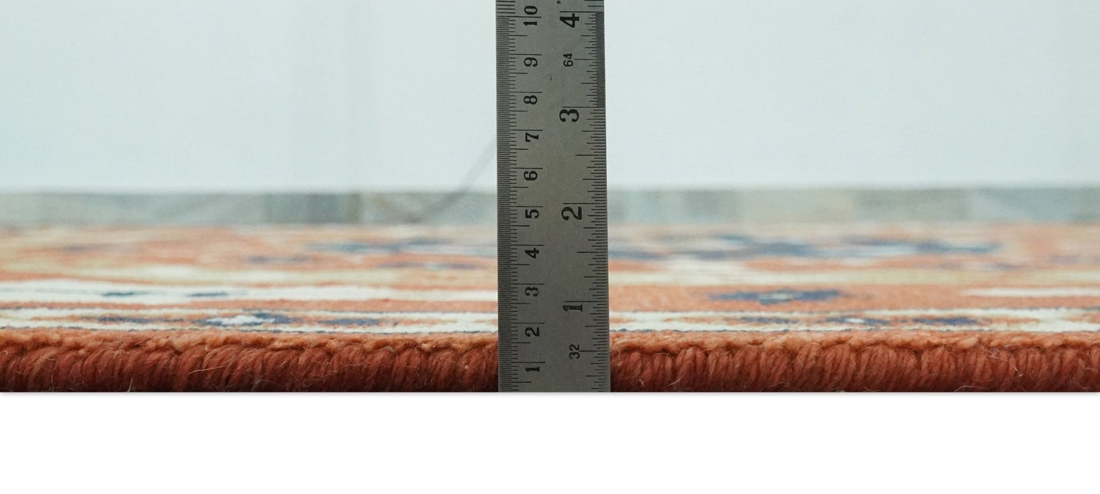 Rust and Blue Hand Knotted Traditional Medallion Mamluk Design Multi Size wool Rug