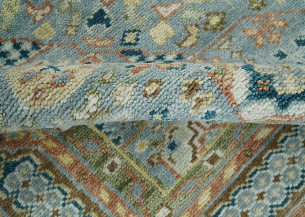 Rust and Blue Mamluk Rug 8x10, 9x12, 10x14 Hand Knotted Antique Style