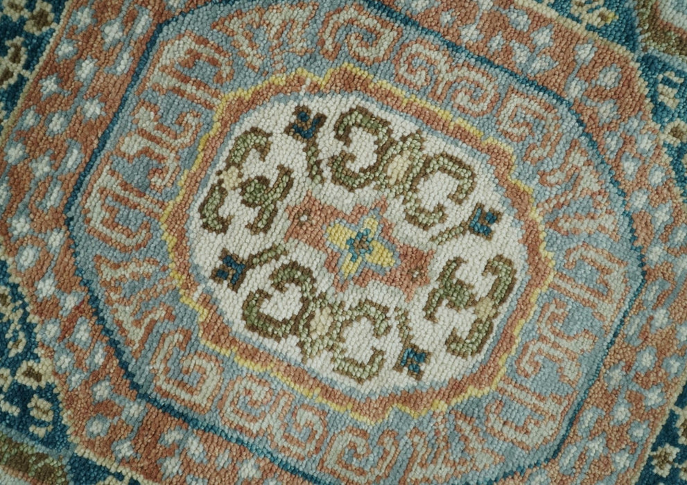 Rust and Blue Mamluk Rug 8x10, 9x12, 10x14 Hand Knotted Antique Style