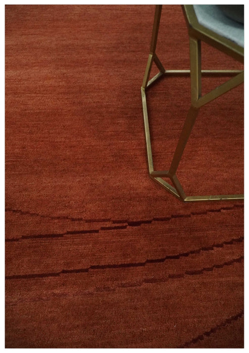 Rust and Brown Modern Stripes Design Hand loom 4x6 wool Area Rug