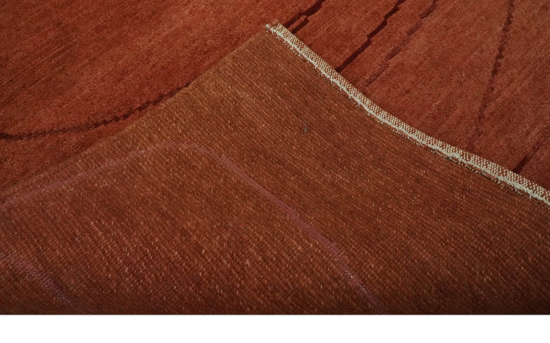 Rust and Brown Modern Stripes Design Hand loom 4x6 wool Area Rug