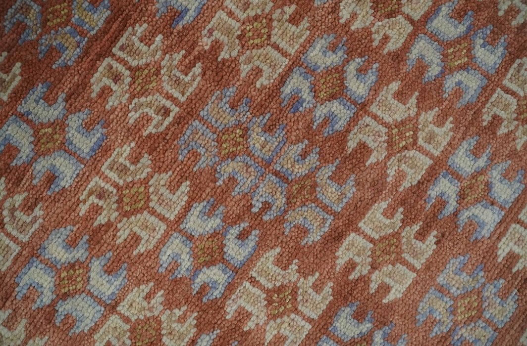 Rust, Beige and Blue Hand knotted Traditional Multi Size Oriental wool Area Rug