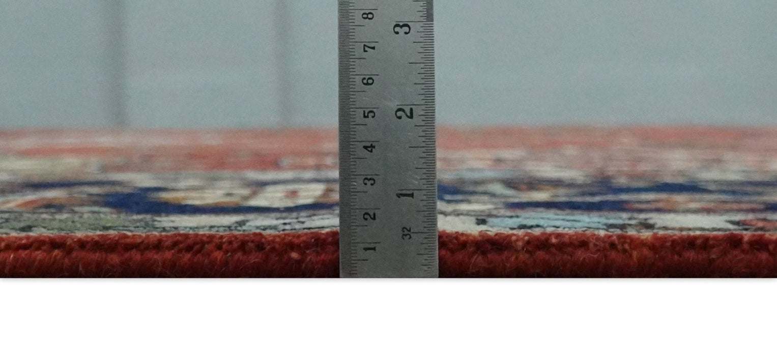 Rust, Blue and Beige Hand Knotted Antique 8x10 Traditional Wool Rug