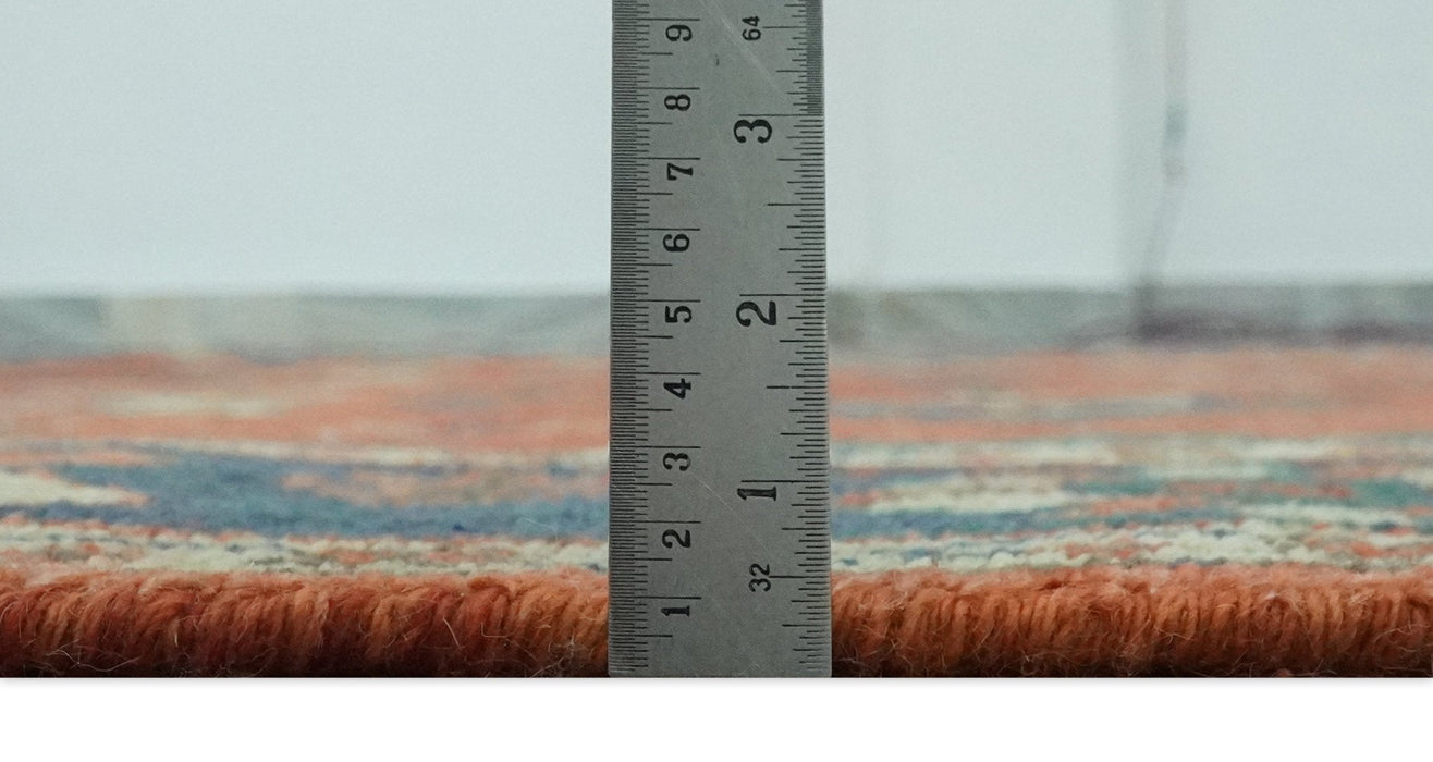 Rust, Blue and Beige Hand Knotted Oriental Oushak Multi Size wool Area Rug