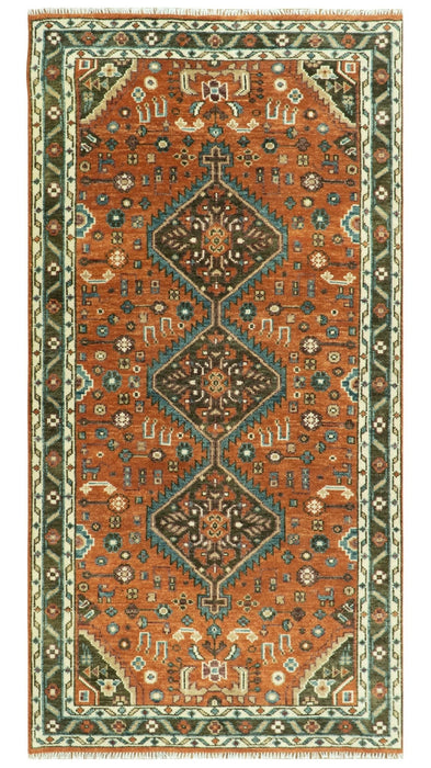 Rust, Ivory and Brown Oriental Traditional Hand knotted Multi Size Area Rug