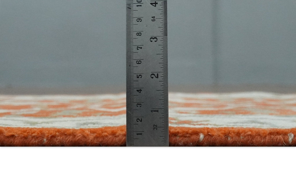 Rust, Ivory and Olive hand knotted 2x3 Oriental Oushak Wool Area Rug