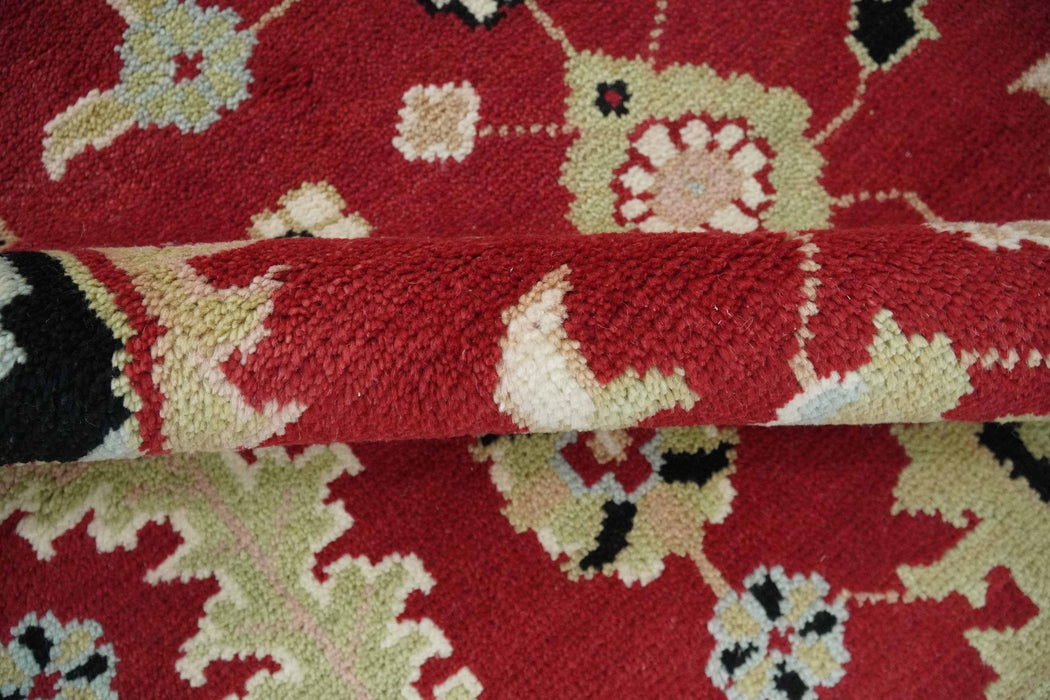 Rust, Olive and Black 8x10 Hand Knotted Traditional Oriental Wool Area Rug