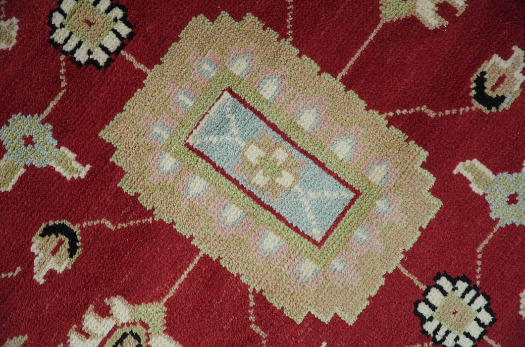 Rust, Olive and Black Hand Knotted Traditional Oriental Custom Made Wool Area Rug