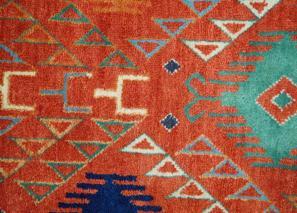 Rust Traditional Tribal Design 8x11.7 Hand Knotted wool Area Rug