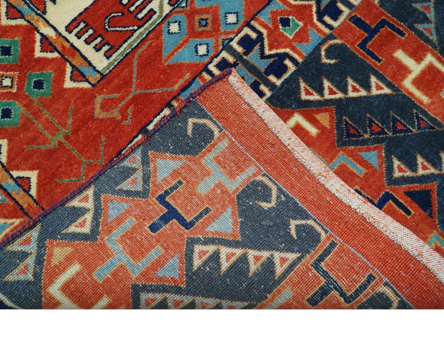 Rust Traditional Tribal Design 8x11.7 Hand Knotted wool Area Rug