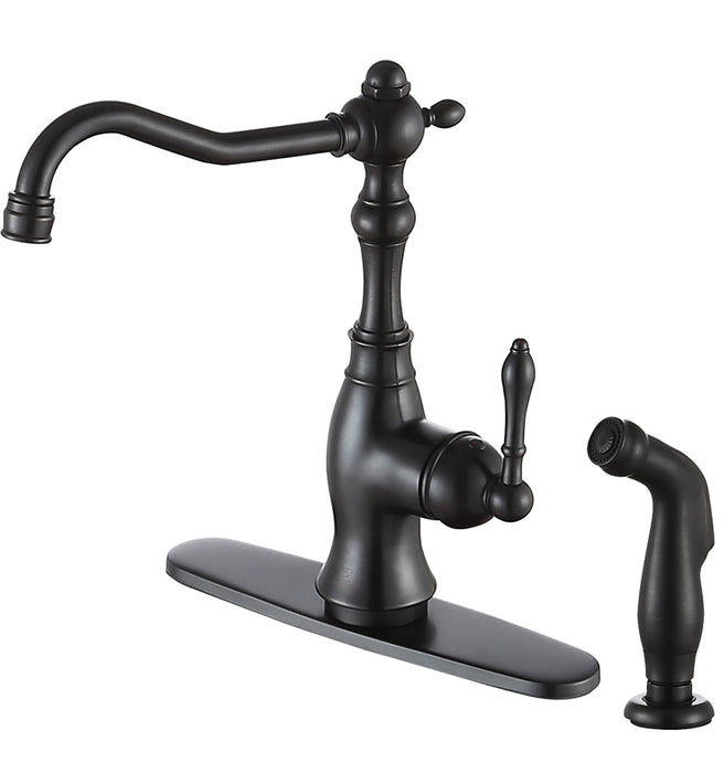 Highland Single-Handle Standard Kitchen Faucet with Side Sprayer in Oil Rubbed Bronze