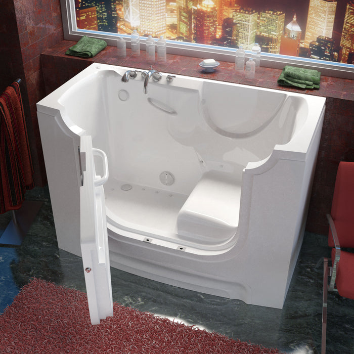 MediTub Wheel Chair Accessible 30 x 60 Left Drain White Air Jetted Wheelchair Accessible Bathtub