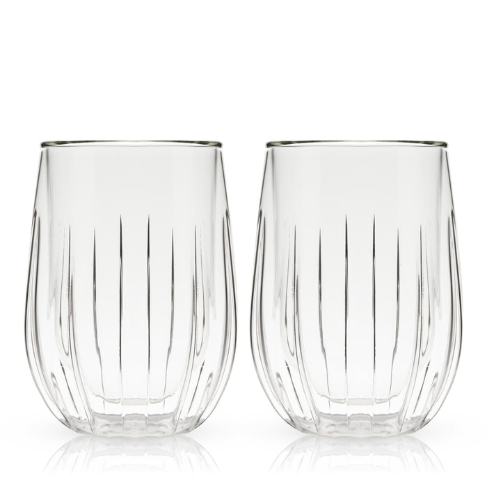 Double-Walled Stemless Wine Glasses Set of 2