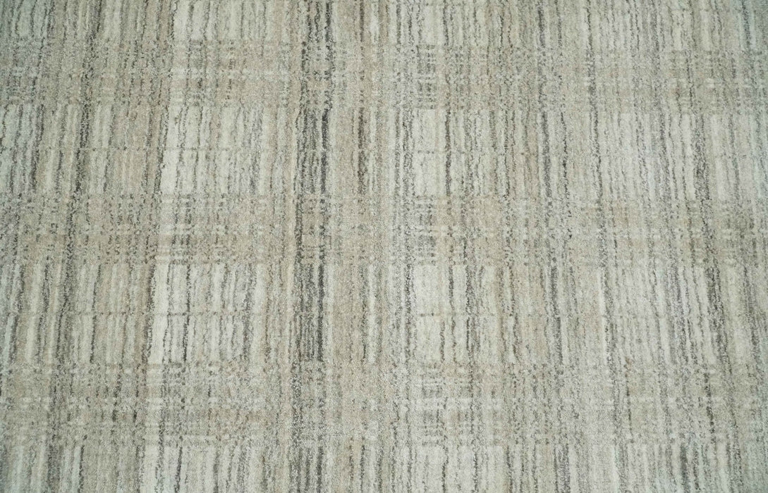 Shaded Beige, Camel and Brown Scandinavian 8x10 Hand Made Blended Wool Flatwoven Area Rug | KE34