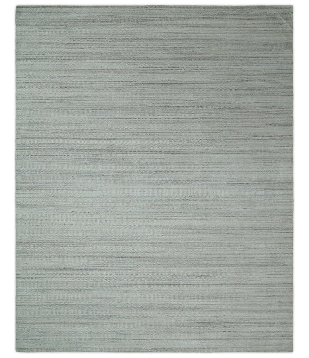 Shaded Beige, Camel and Brown Scandinavian 8x10 Hand Made Blended Wool Flatwoven Area Rug | KE4