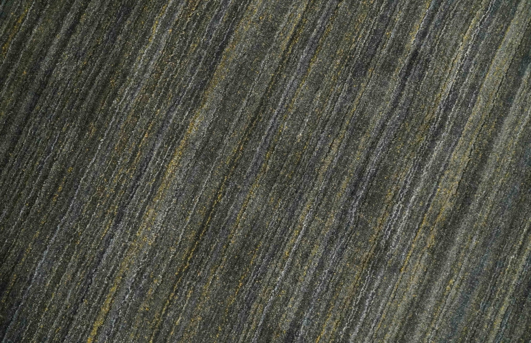 Shaded Olive and Gray Scandinavian 5x7 Blended bamboo Silk Flatwoven Area Rug | HL43