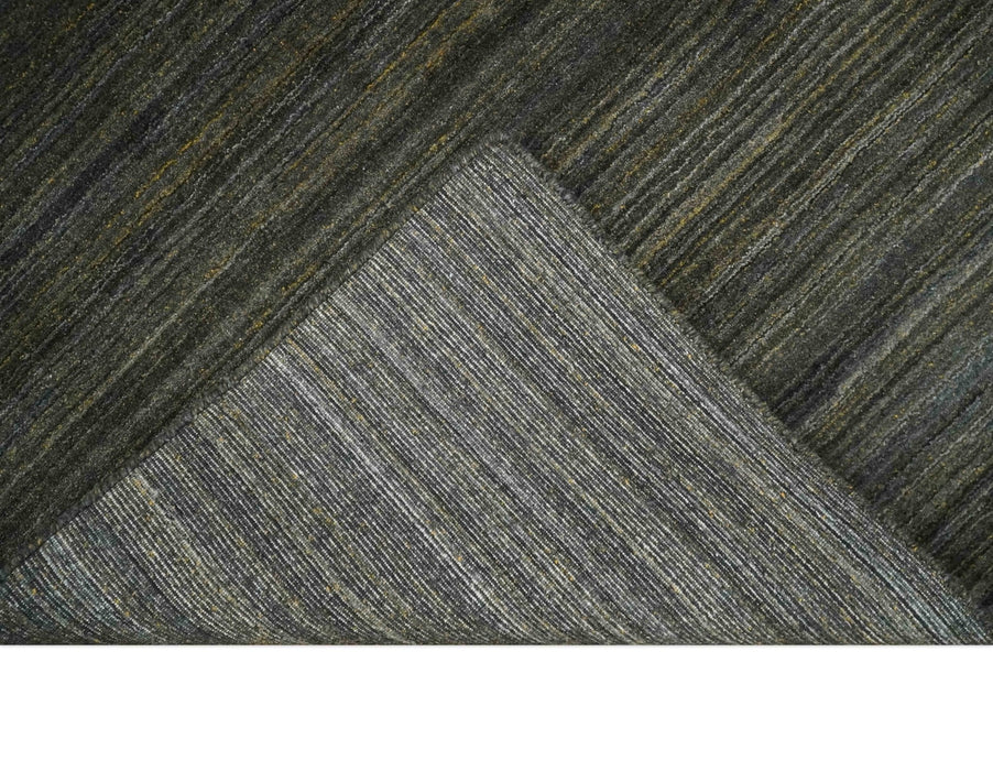 Shaded Olive and Gray Scandinavian 5x7 Blended bamboo Silk Flatwoven Area Rug | HL43