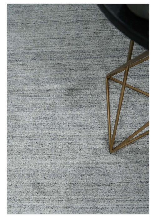 Shaded Silver Gray Scandinavian 5x7 Blended Bamboo Silk Flatwoven Area Rug, Dinning, Kids Rug | HL31