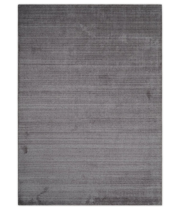 Shaded Solid Lavender purple Scandinavian 5x7 Blended bamboo Silk Flatwoven Area Rug | HL40