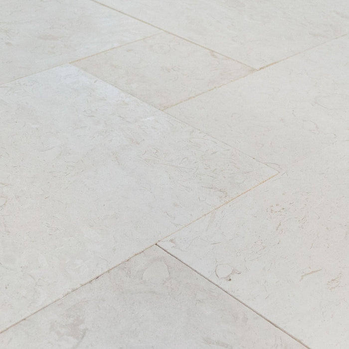 Shell Stone White Fossil Limestone Tiles 4 sized Pattern Tumbled- Belair Collection