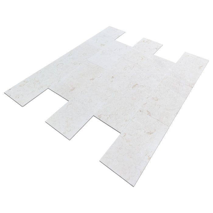 Shell Stone White Limestone Tiles 12"x24" Floor and Wall Tile - Belair Collection