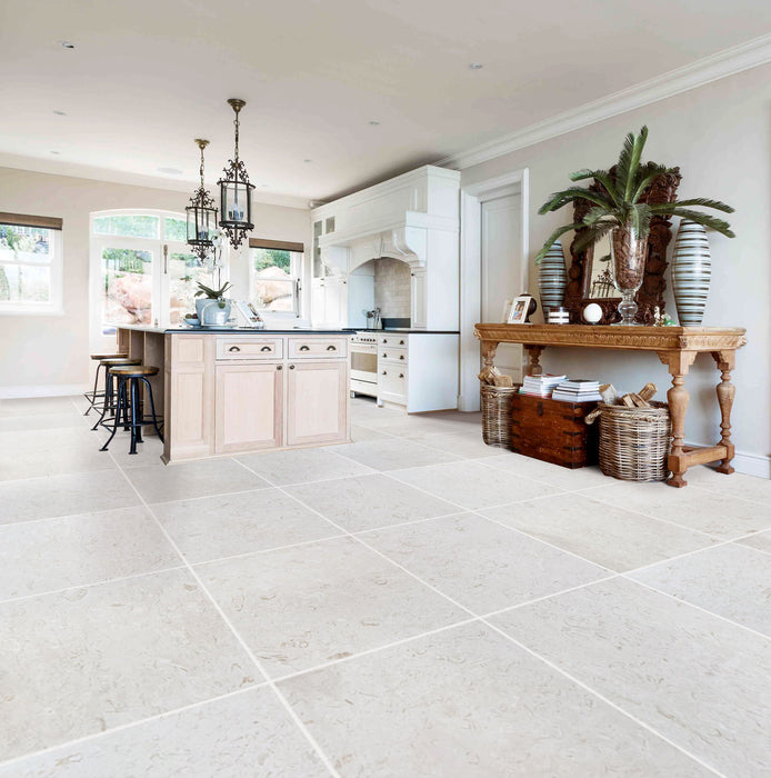 Shell Stone White Limestone Tiles 24"x24" Floor and Wall Tile - Belair Collection