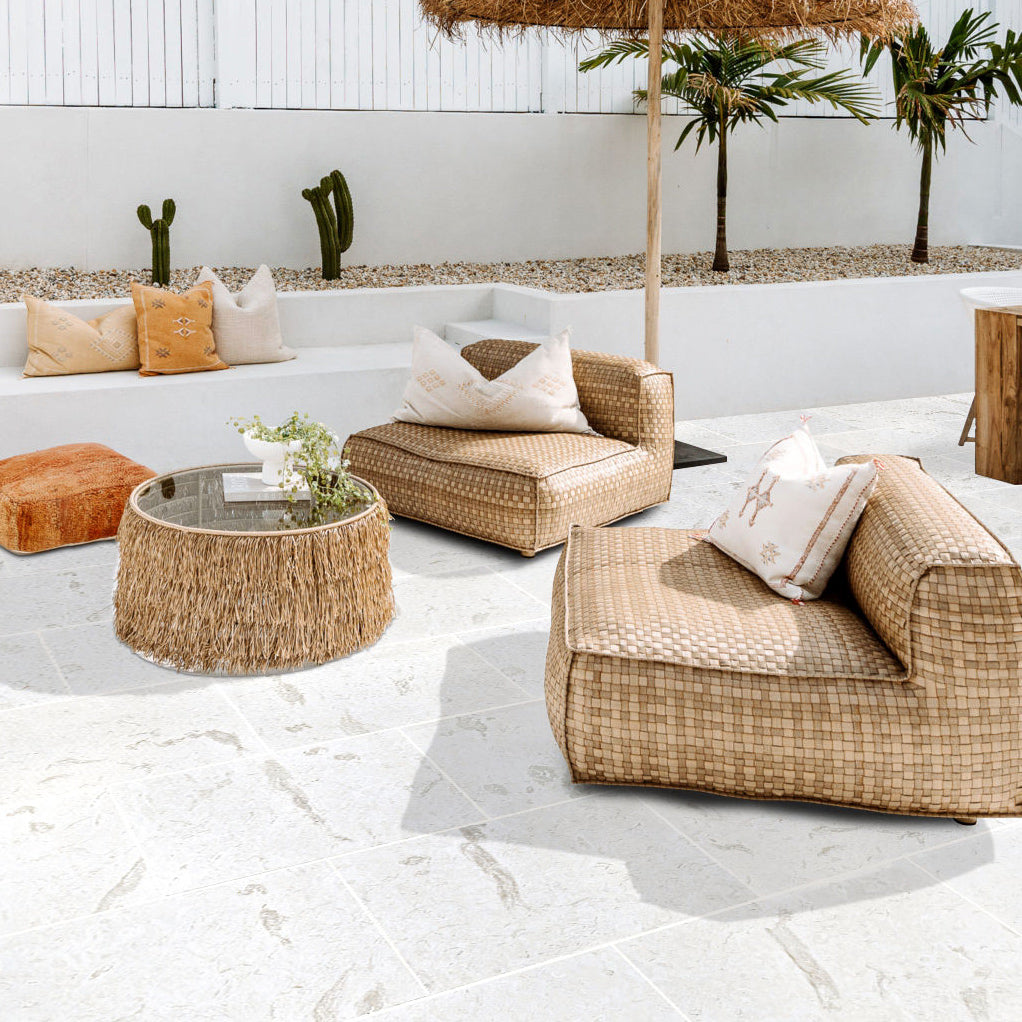 Shell Stone White Limestone Outdoor Tile Tumbled 18