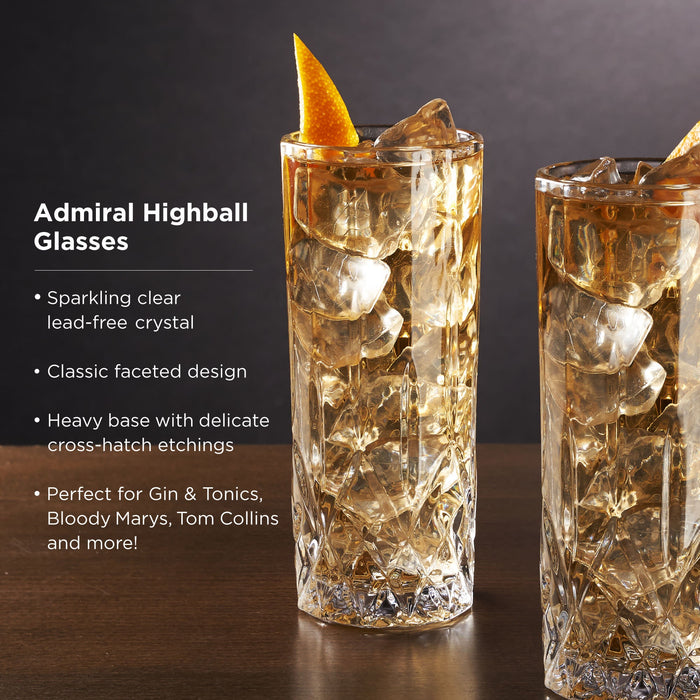 Admiral Highball Glasses, Set of 4