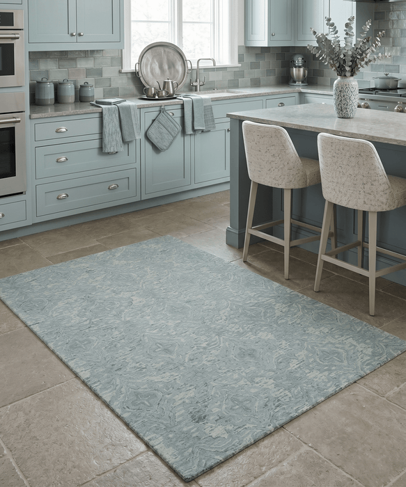 Silver And Beige Modern Style Hand Tufted Wool Area Rug