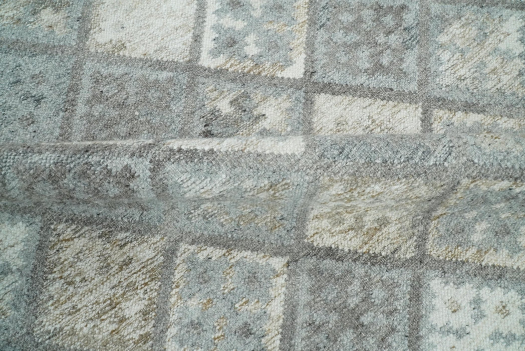 Silver and Brown Kilim Rug made with Fine wool and Viscose | SE3