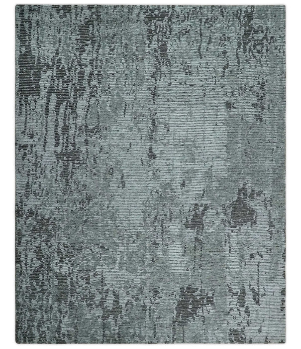 Silver and Charcoal Rug 8x10 Hand Woven Abstract Area Rug