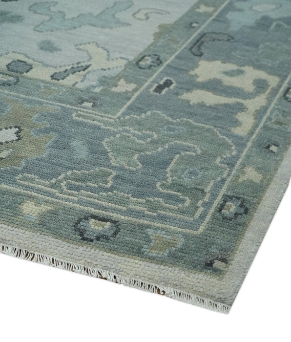 Silver and Gray Hand knotted Traditional Oushak Multi Size wool Area Rug