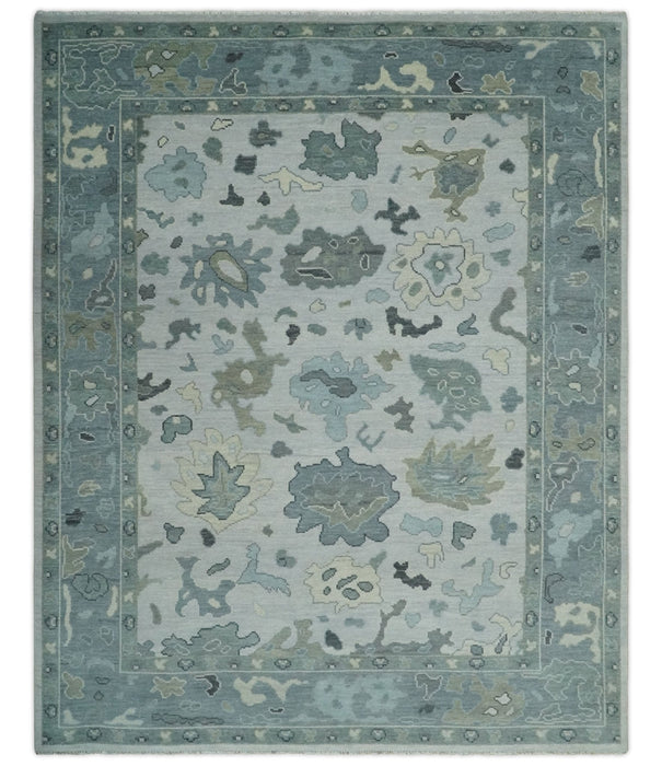 Silver and Gray Hand knotted Traditional Oushak Multi Size wool Area Rug