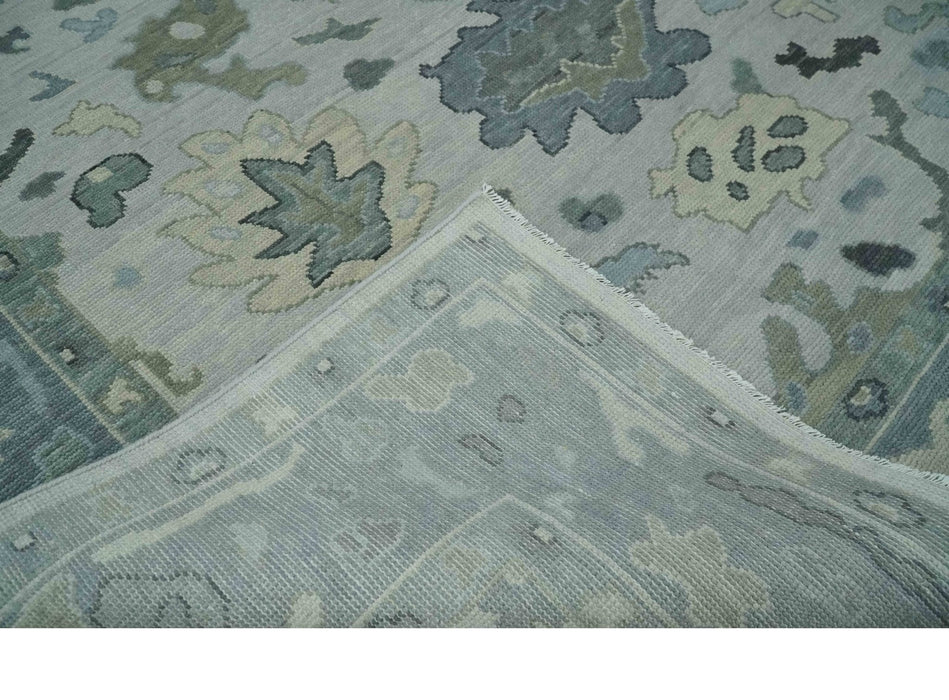 Silver and Gray Hand knotted Traditional Oushak Multi Size wool Area Rug