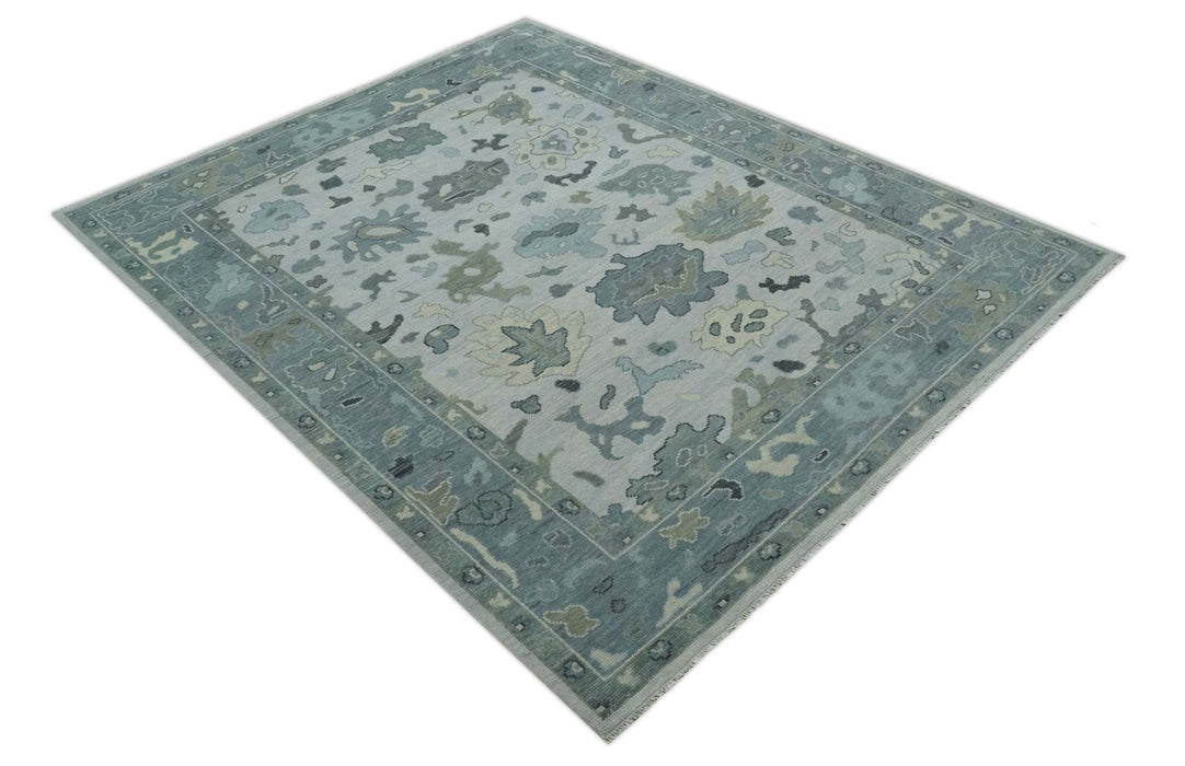 Silver and Gray Hand knotted Traditional Oushak Multi Size wool Area Rug