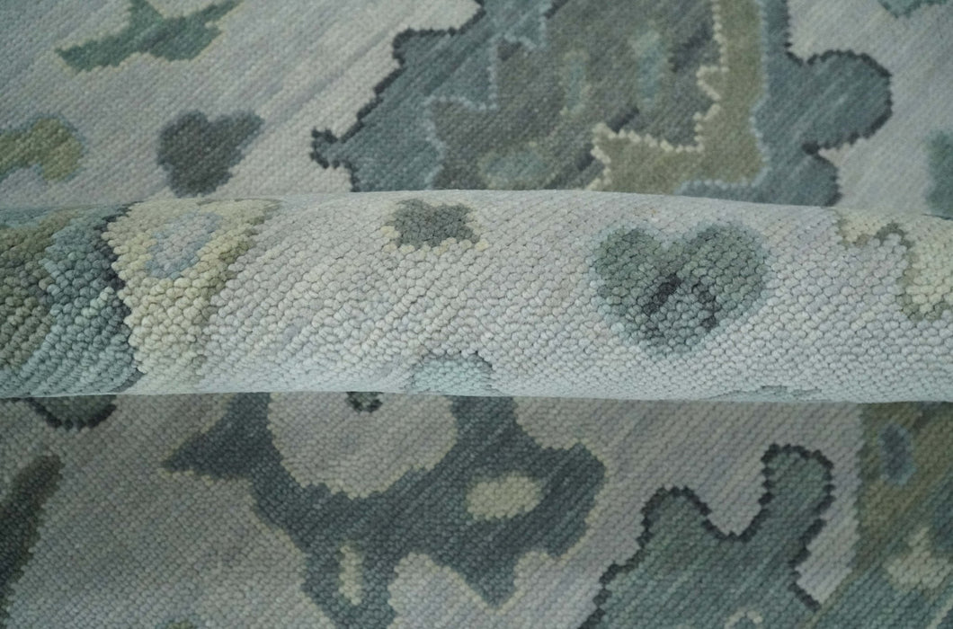 Silver and Gray Hand knotted Traditional Oushak Multi Size wool Area Rug