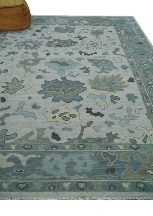 Silver and Gray Hand knotted Traditional Oushak Multi Size wool Area Rug