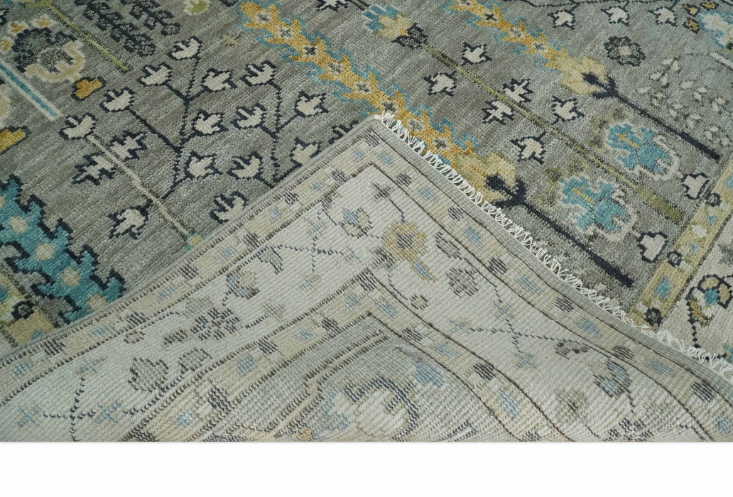 Tree of life Silver and Ivory Hand Knotted Traditional Oushak Multi Size Wool Area Rug