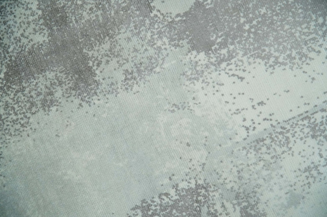 Silver, Charcoal and Ivory Modern Abstract 5x8 Hand loom viscose Area Rug