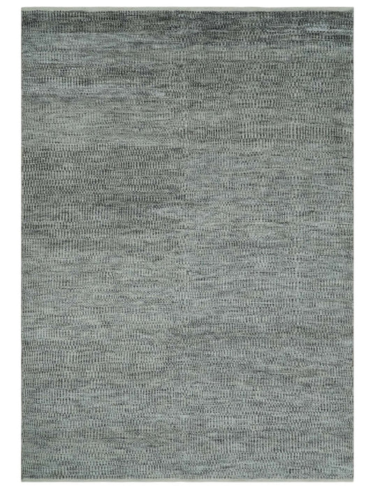 Silver, Gray and Charcoal Contemporary Hand knotted 6.6x10 wool Area Rug