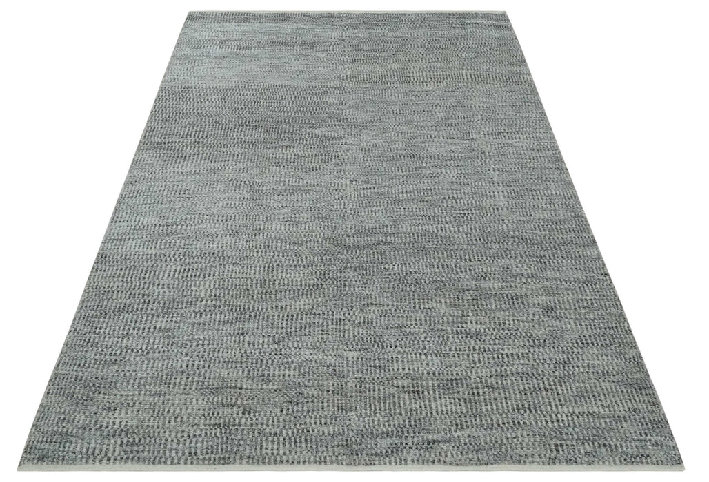 Silver, Gray and Charcoal Contemporary Hand knotted 6.6x10 wool Area Rug