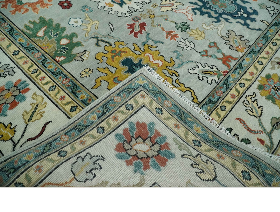 Silver, Ivory and Beige vibrant Colorful Hand knotted Multi Size Traditional Oushak wool Rug