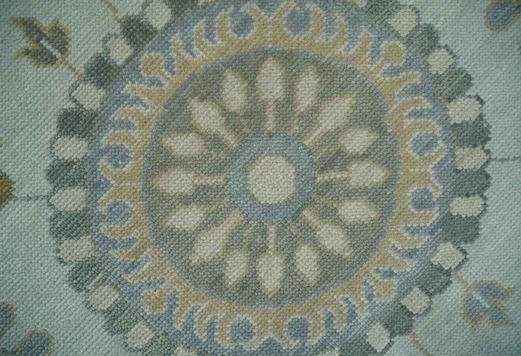 Silver, Olive and Gray Floral Herati Medallion Hand knotted Custom Made wool Area Rug