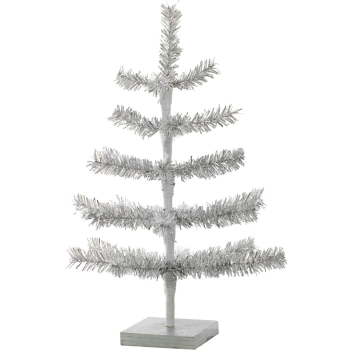 Silver Tinsel Tree with 1in Thin Brush