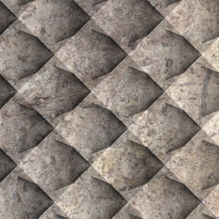 Silver Travertine Field Dimensional Carved Stone BLUEM Wall Tile - Livfloors Collection