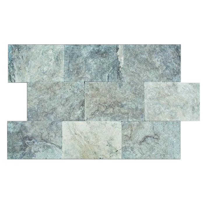 Silver Travertine Pattern Tumbled Pavers - Belair Collection