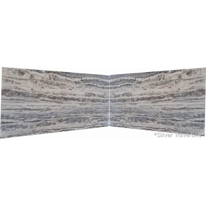 Silver Travertine Vein-cut Bookmatching Slabs Filled and Polished - Livfloors Collection