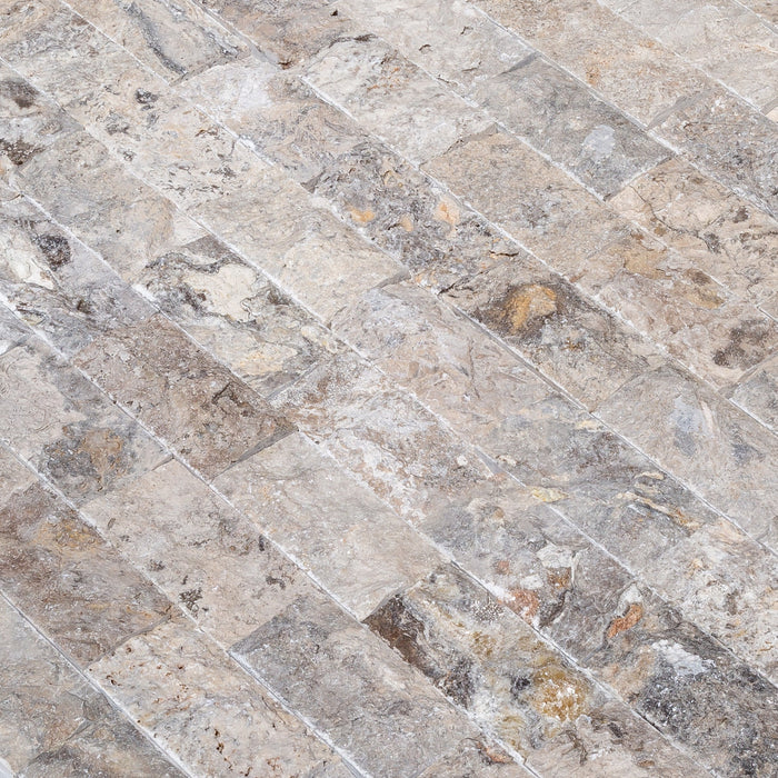 Silver 4"xFree Length Split-face Natural Travertine Wall Tile - Belair Collection