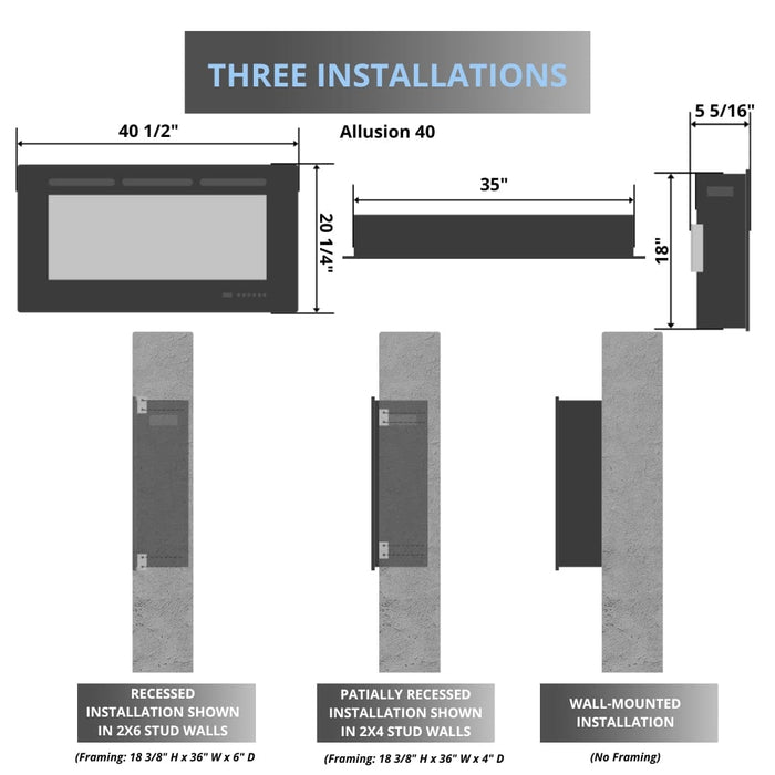 Simplifire Allusion Built-In/Wall-Mounted Electric Fireplace