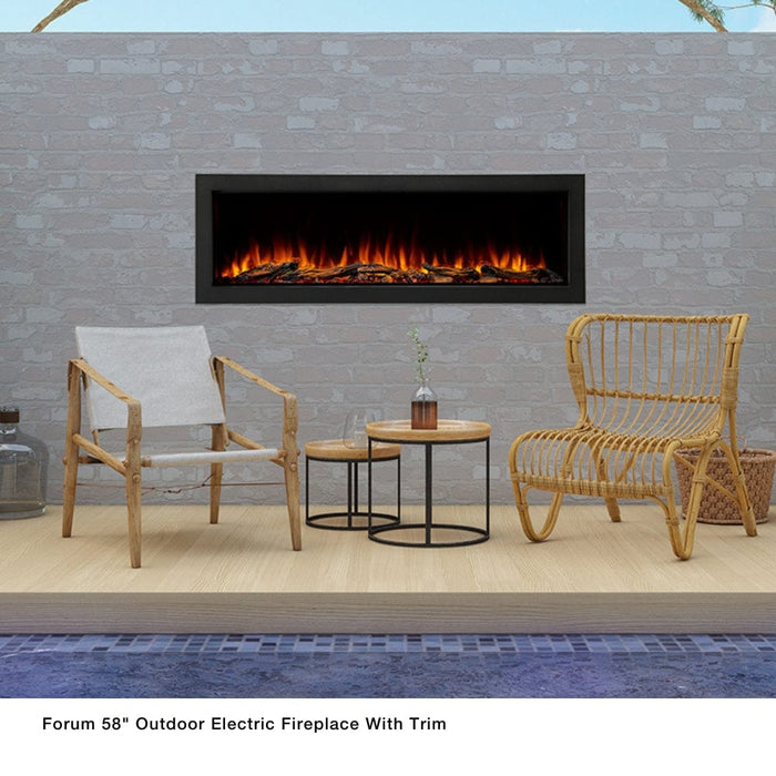 Simplifire Forum Built-In Outdoor Electric Fireplace With Trim Kit - No Heat